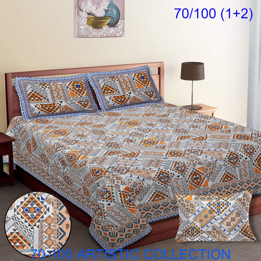 Bade Deewan Vali Cotton Autoloom Bedsheet with 2 Pillow Cover