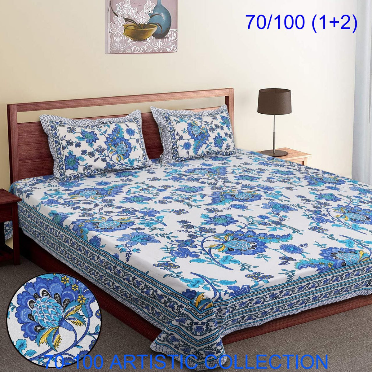 Bade Deewan Vali Cotton Autoloom Bedsheet with 2 Pillow Cover