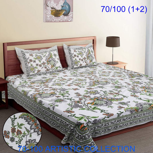 Bade Deewan Vali Cotton Autoloom Bedsheet with 2 Pillow Cover