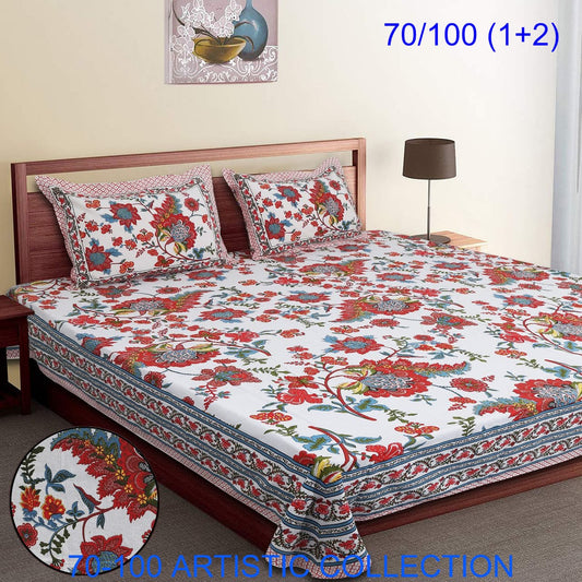 Bade Deewan Vali Cotton Autoloom Bedsheet with 2 Pillow Cover