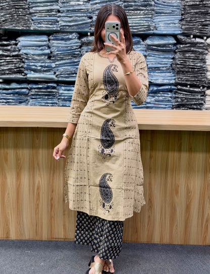 Black Cotton 60×60 Kairi Print Suit Set with Malmal Dupatta