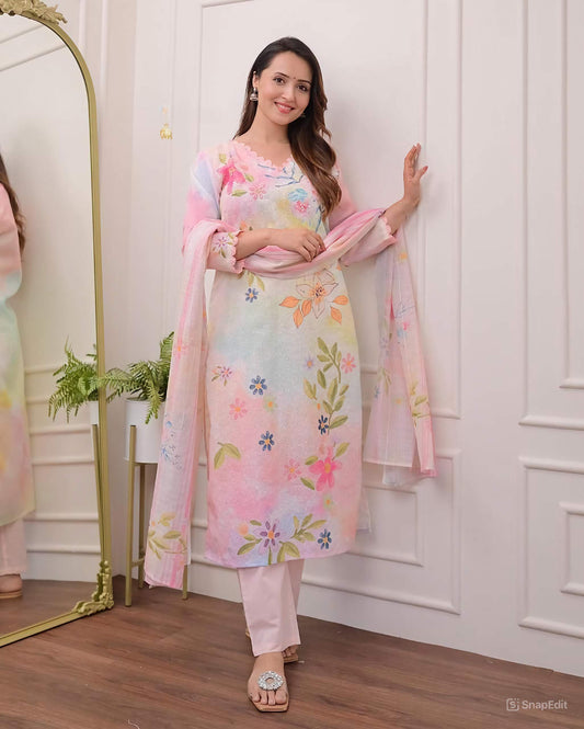 Chicken Shifli Kurti Set with Digital Print Cotton Fabric