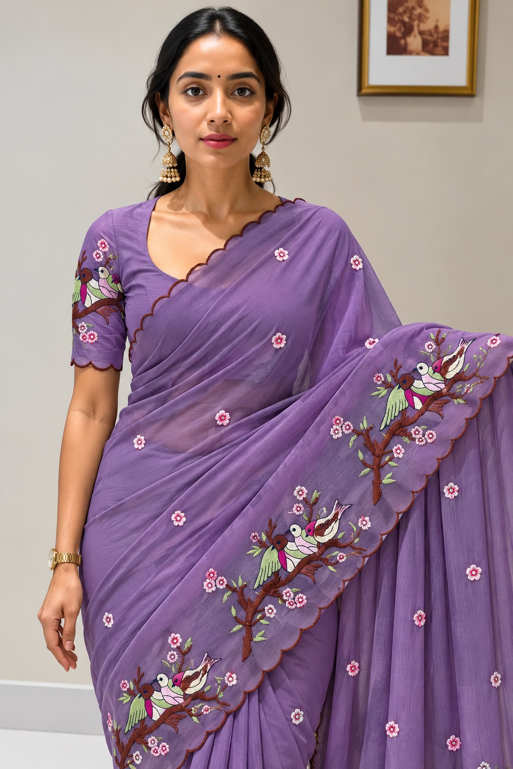 Cocktail Star Georgette Saree with Embroidery Work and Blouse