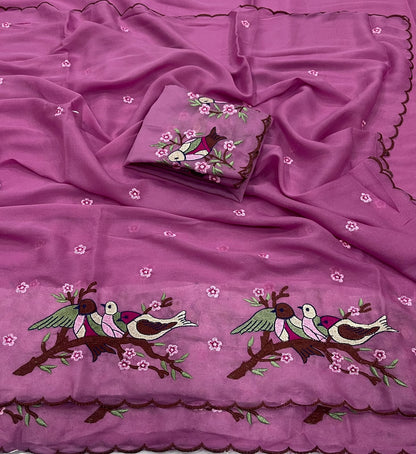 Cocktail Star Georgette Saree with Embroidery Work and Blouse