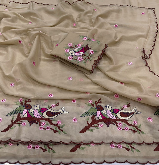 Cocktail Star Georgette Saree with Embroidery Work and Blouse
