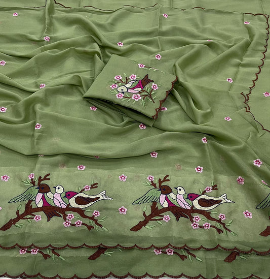 Cocktail Star Georgette Saree with Embroidery Work and Blouse
