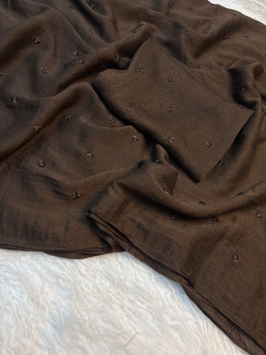Coffee Crush Beads Butti Saree with Running Blouse