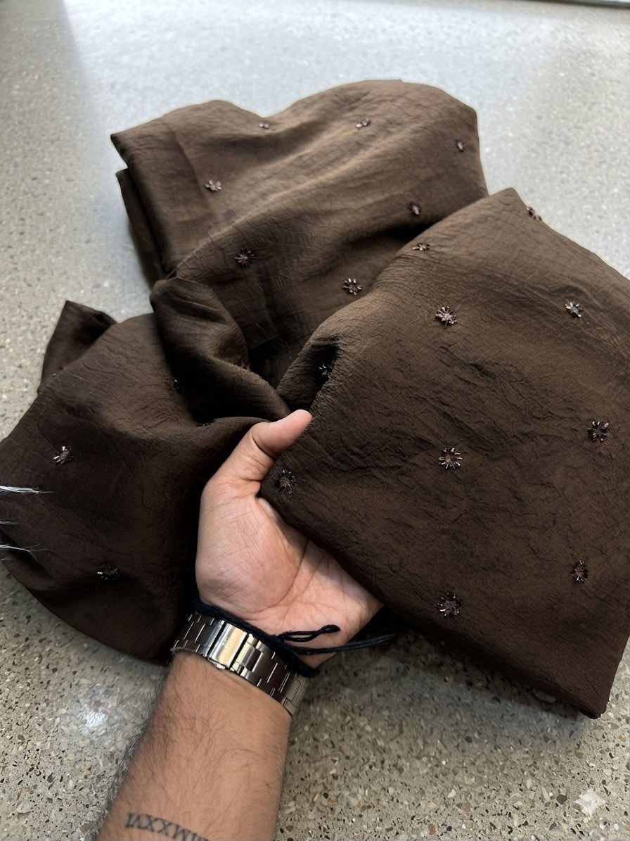 Coffee Crush Beads Butti Saree with Running Blouse