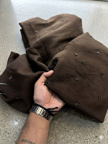 Coffee Crush Beads Butti Saree with Running Blouse