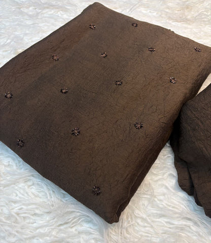 Coffee Crush Beads Butti Saree with Running Blouse