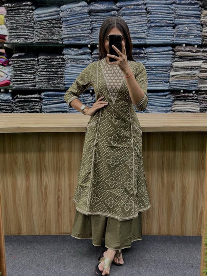 Cotton 3-Piece Set with Embroidery & Printed Dupatta for Women