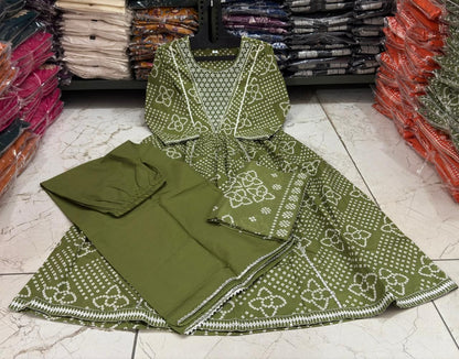 Cotton 3-Piece Set with Embroidery & Printed Dupatta for Women