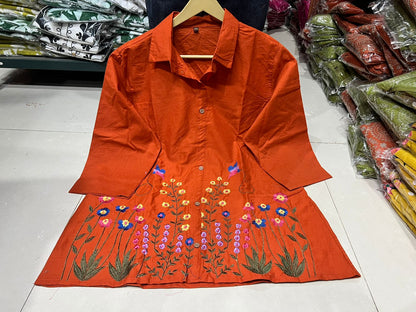 Cotton 60/60 Co-Ord Set with Embroidered Top & Pant
