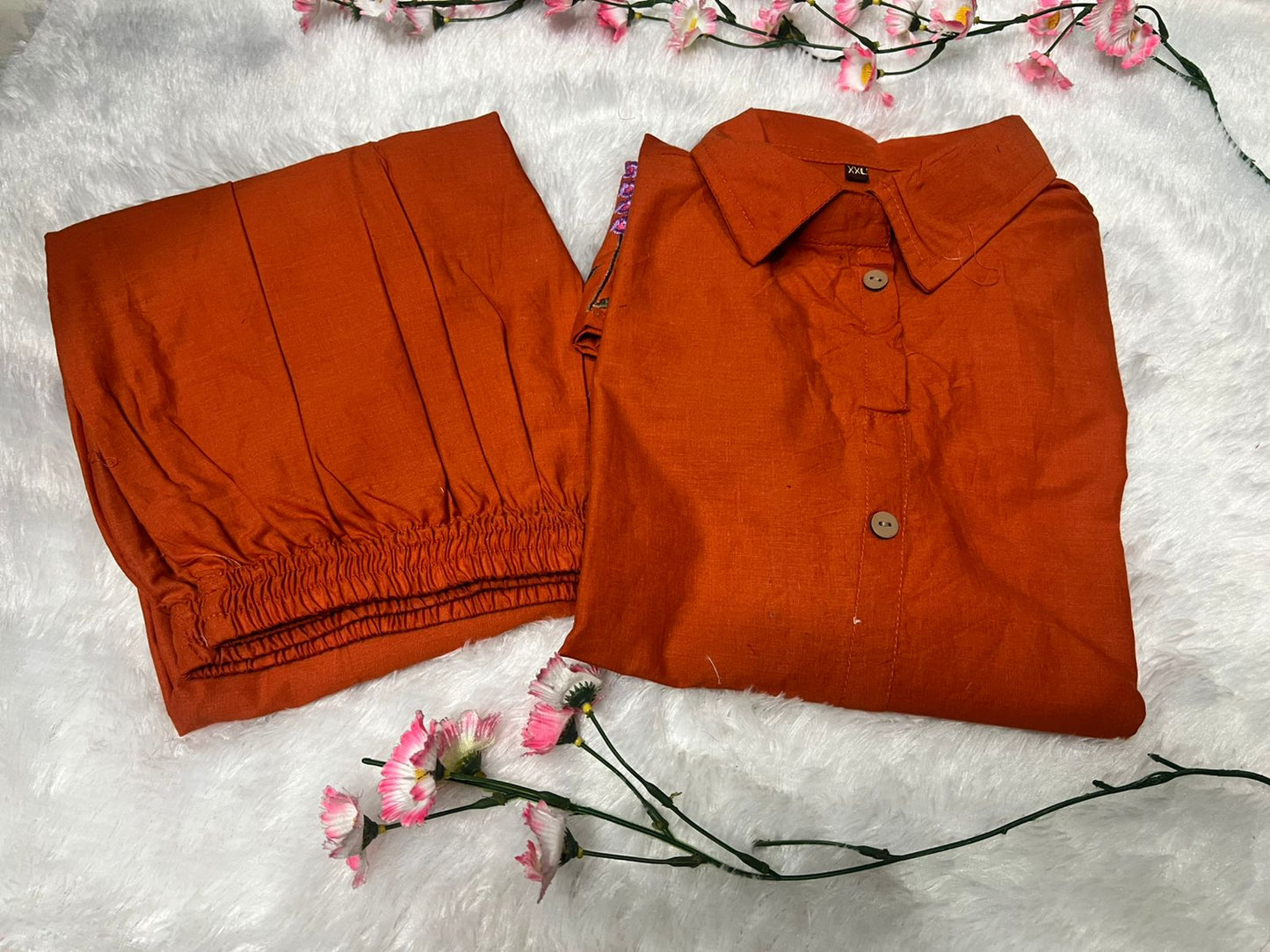 Cotton 60/60 Co-Ord Set with Embroidered Top & Pant
