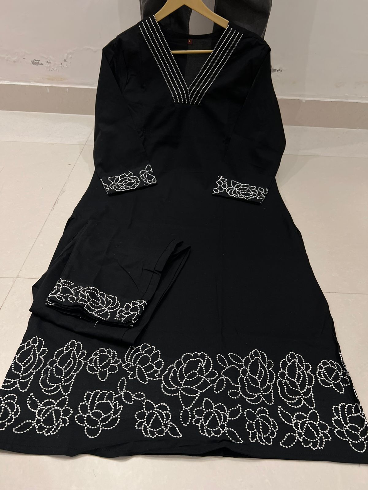 Cotton 60×60 Embroidered Kurti with Pant Set