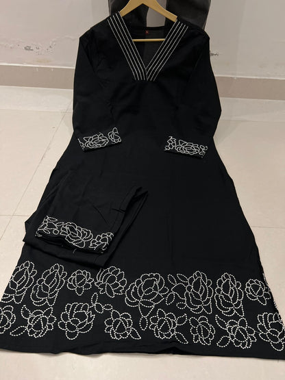 Cotton 60×60 Embroidered Kurti with Pant Set