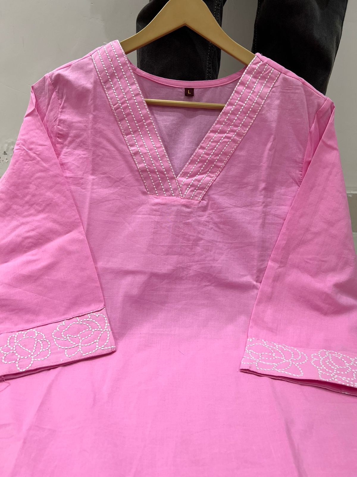 Cotton 60×60 Embroidered Kurti with Pant Set