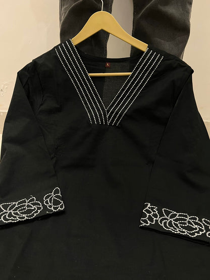 Cotton 60×60 Embroidered Kurti with Pant Set