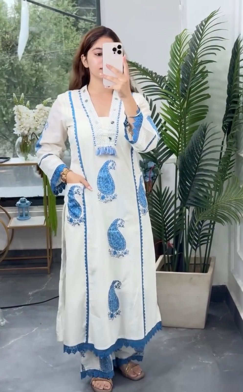 Cotton 60-60 Printed Kurti Palazzo & Malmal Dupatta 3-Piece Set