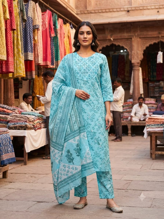 Cotton 60×60 Straight Printed Suit Set