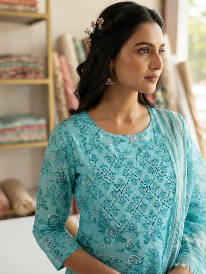 Cotton 60×60 Straight Printed Suit Set