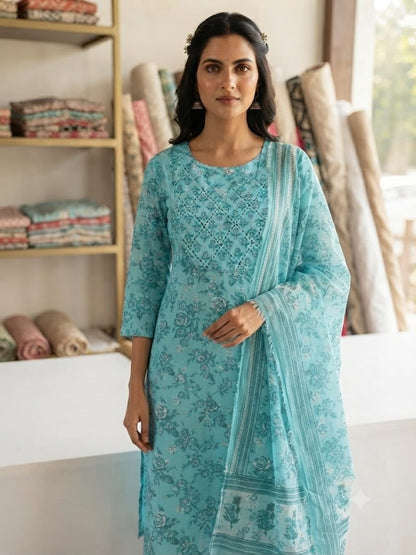 Cotton 60×60 Straight Printed Suit Set