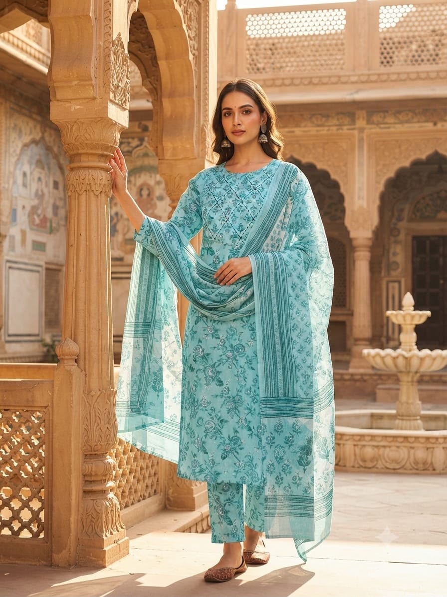 Cotton 60×60 Straight Printed Suit Set