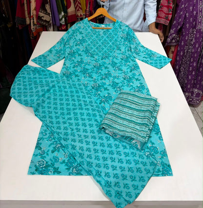 Cotton 60×60 Straight Printed Suit Set