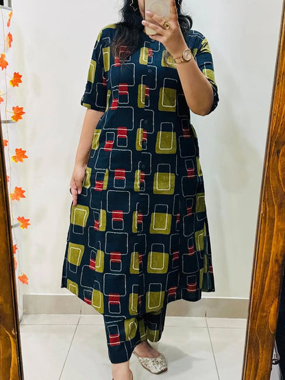 Cotton 60x60 A-Line Co-Ord Set with Ankle-Length Pant