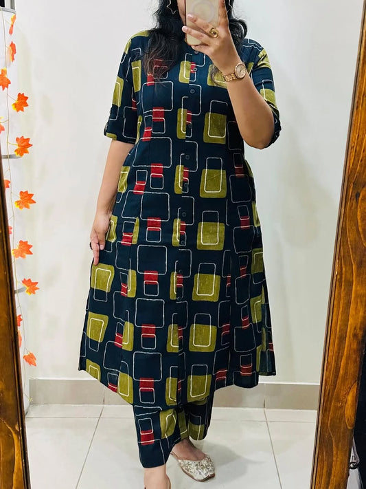 Cotton 60x60 A-Line Co-Ord Set with Ankle-Length Pant