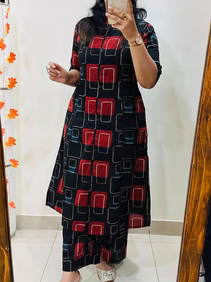 Cotton 60x60 A-Line Co-Ord Set with Ankle-Length Pant