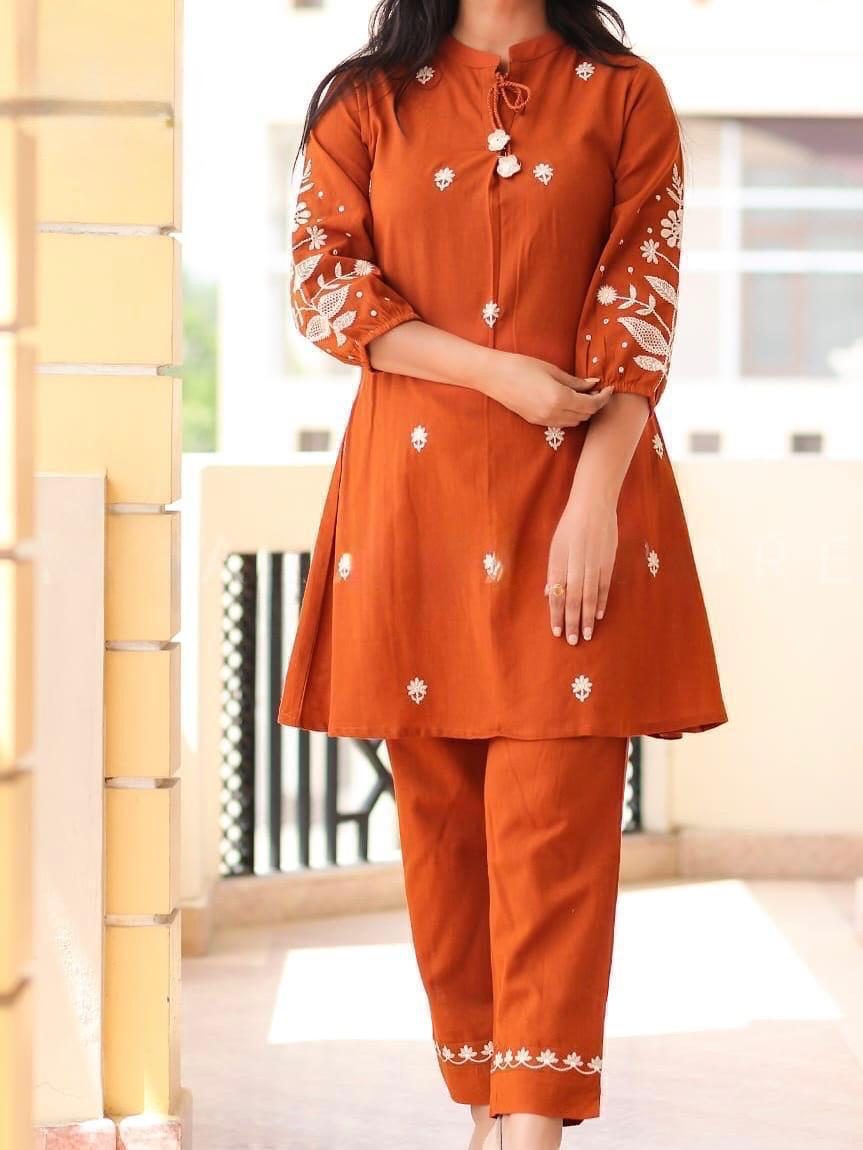 Cotton 60x60 Embroidered Co-Ord Set – Two-Piece Outfit