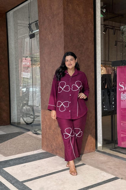 Cotton 60x60 Embroidered Co-Ord Set | Two-Piece Outfit