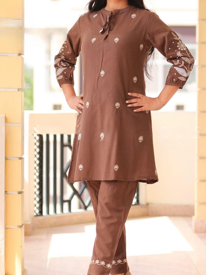 Cotton 60x60 Embroidered Co-Ord Set – Two-Piece Outfit