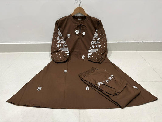 Cotton 60x60 Embroidered Co-Ord Set – Two-Piece Outfit
