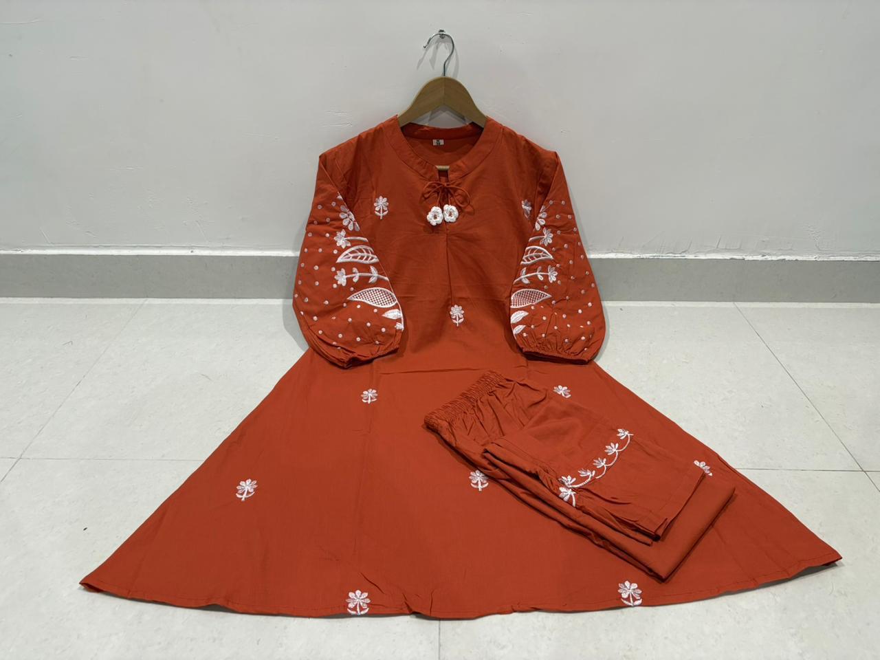 Cotton 60x60 Embroidered Co-Ord Set – Two-Piece Outfit