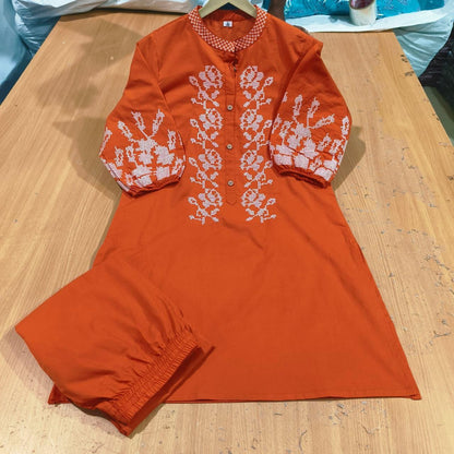 Cotton 60x60 Embroidered Co-Ord Set – Two-Piece Outfit
