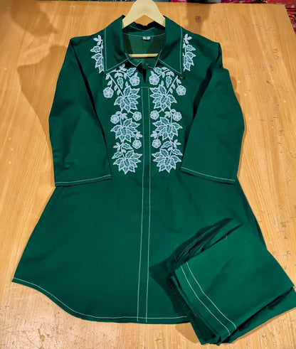 Cotton 60x60 Embroidered Co-Ord Set with Pant Pocket