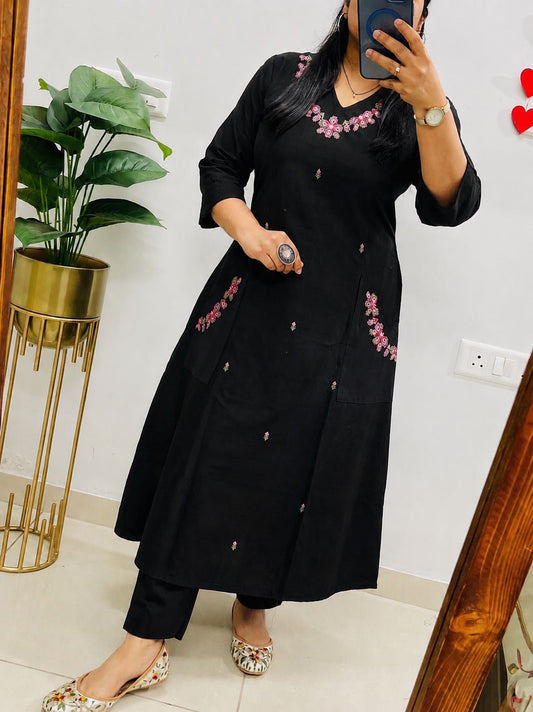 Cotton 60x60 Embroidered Co-ord Set with Pant