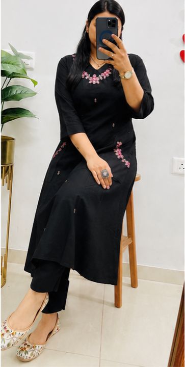 Cotton 60x60 Embroidered Co-ord Set with Pant