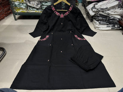 Cotton 60x60 Embroidered Co-ord Set with Pant
