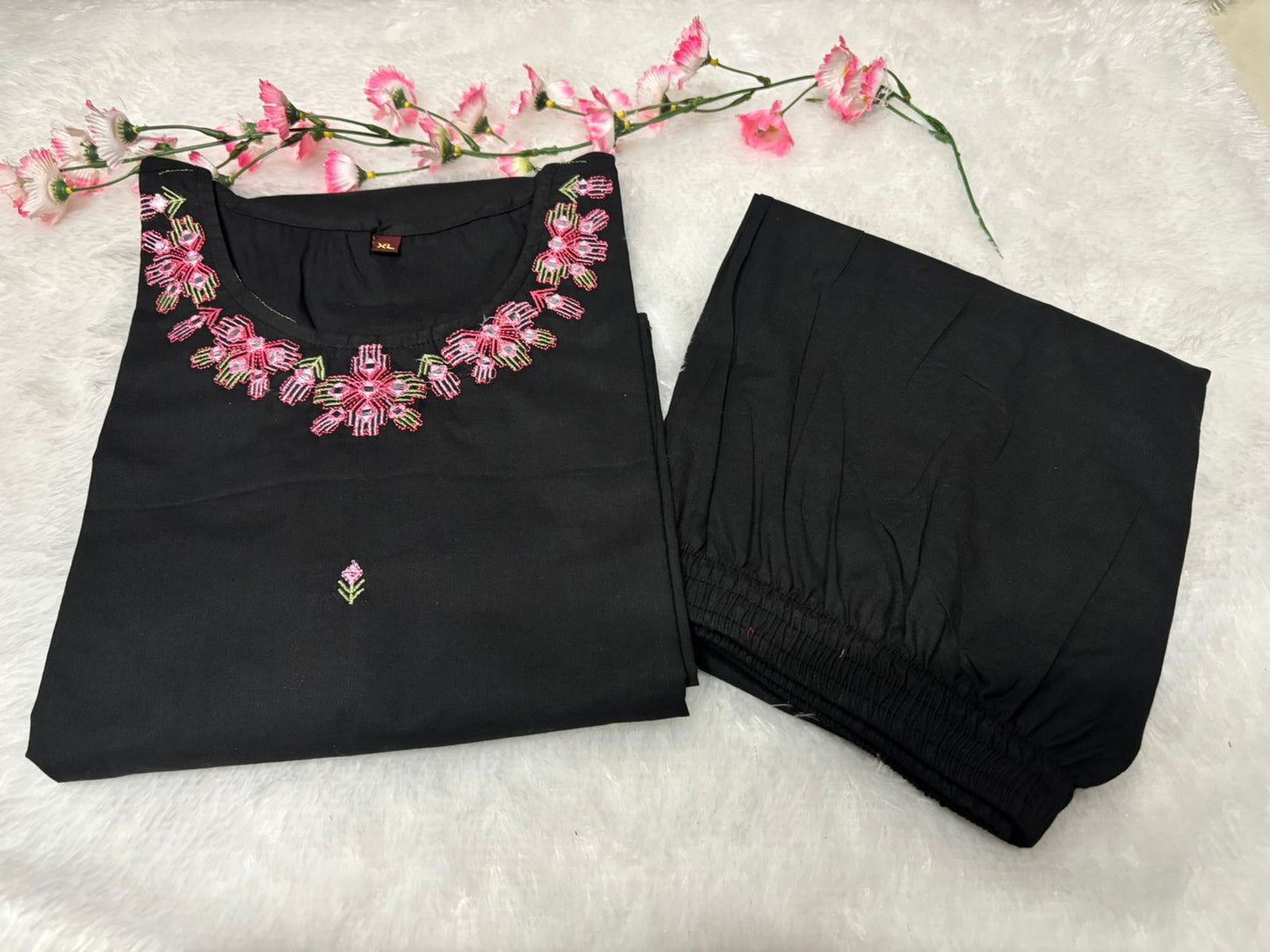 Cotton 60x60 Embroidered Co-ord Set with Pant