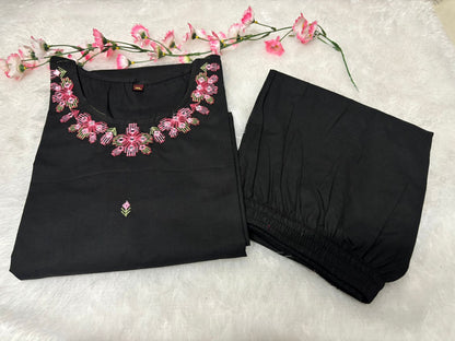 Cotton 60x60 Embroidered Co-ord Set with Pant