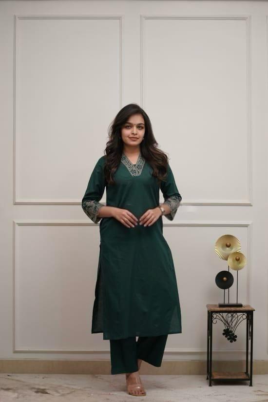 Cotton 60x60 Embroidered Co-Ord Set with Pocket & Pant