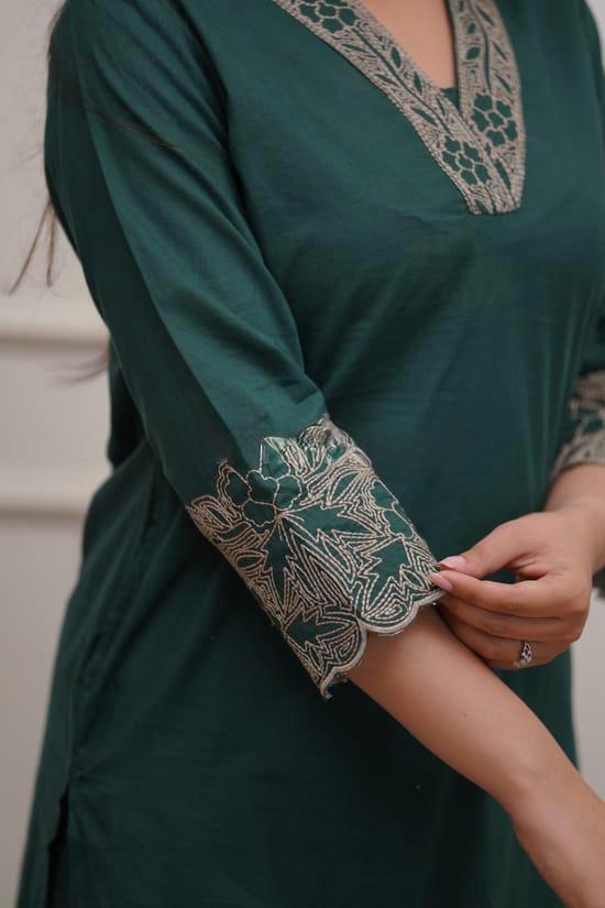 Cotton 60x60 Embroidered Co-Ord Set with Pocket & Pant