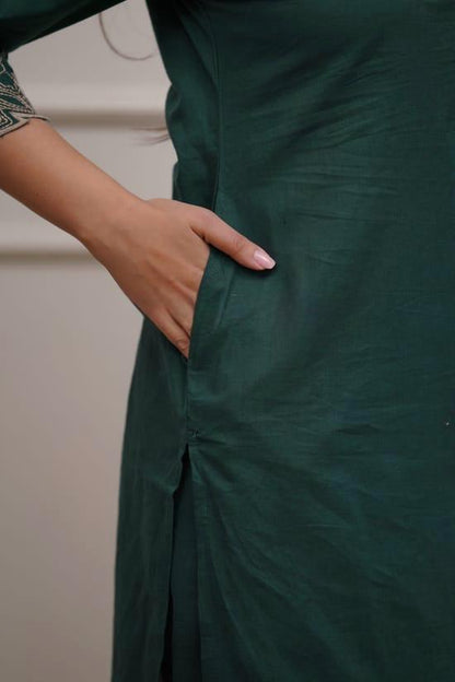 Cotton 60x60 Embroidered Co-Ord Set with Pocket & Pant