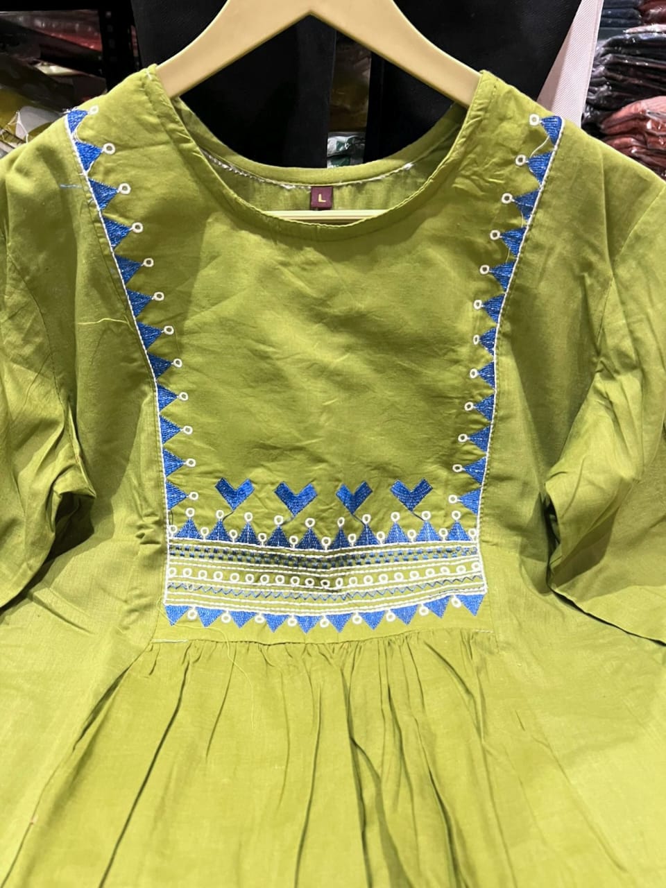 Cotton 60x60 Embroidered Kurti Pant Set with Pockets