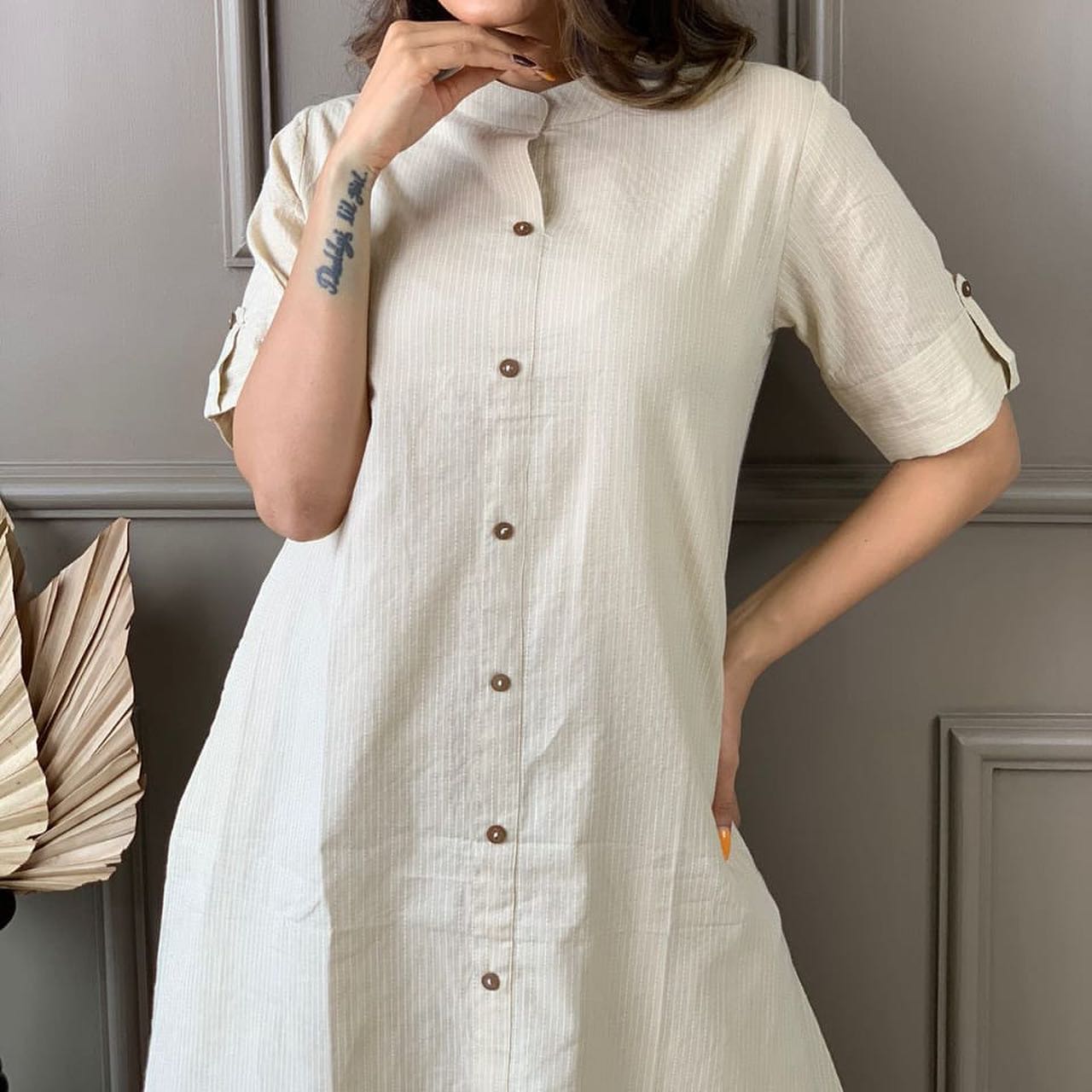 Cotton A-Line Kurti Co-Ord Set with Ankle Length Palazzo & Kantha Work