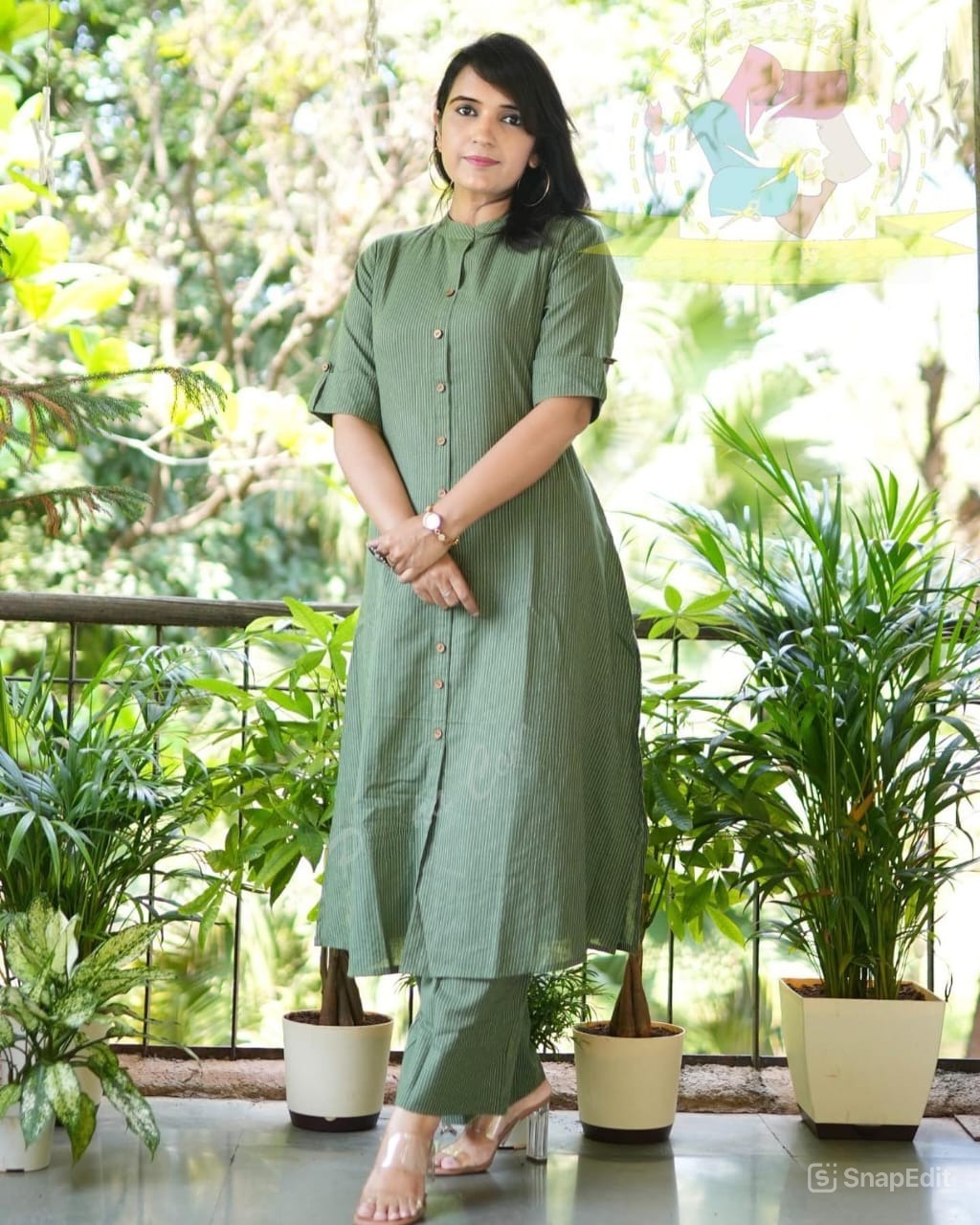 Cotton A-Line Kurti Co-Ord Set with Ankle Length Palazzo & Kantha Work