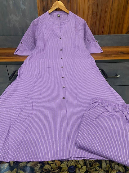 Cotton A-Line Kurti Co-Ord Set with Ankle Length Palazzo & Kantha Work